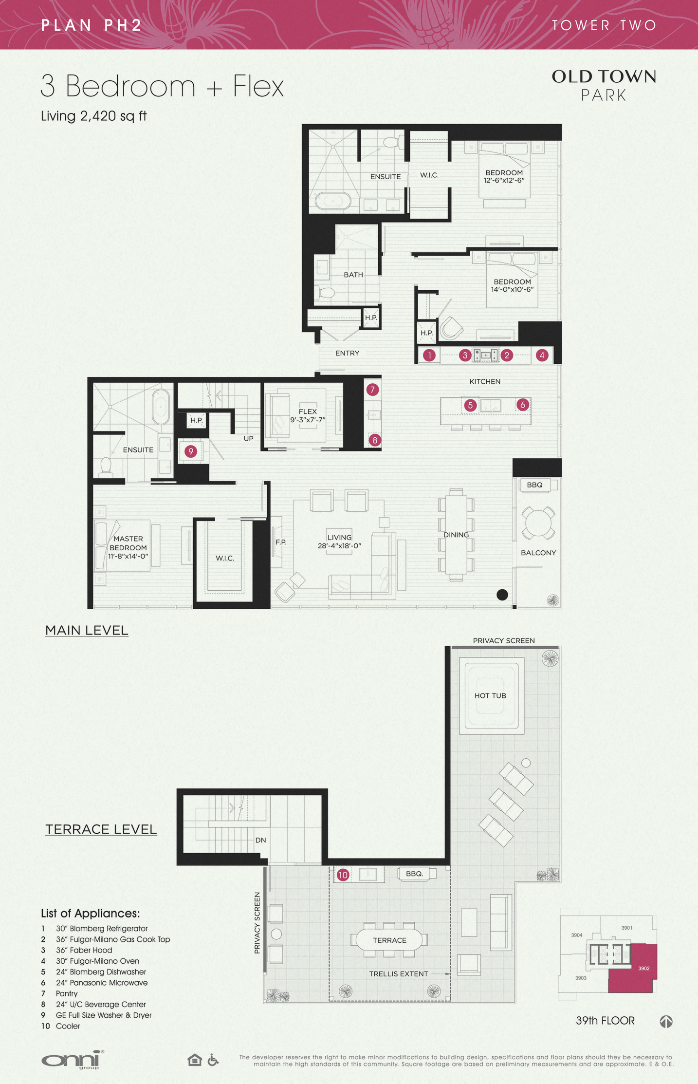 Floor plan for 3 beds, 3 baths, 2420 sqft